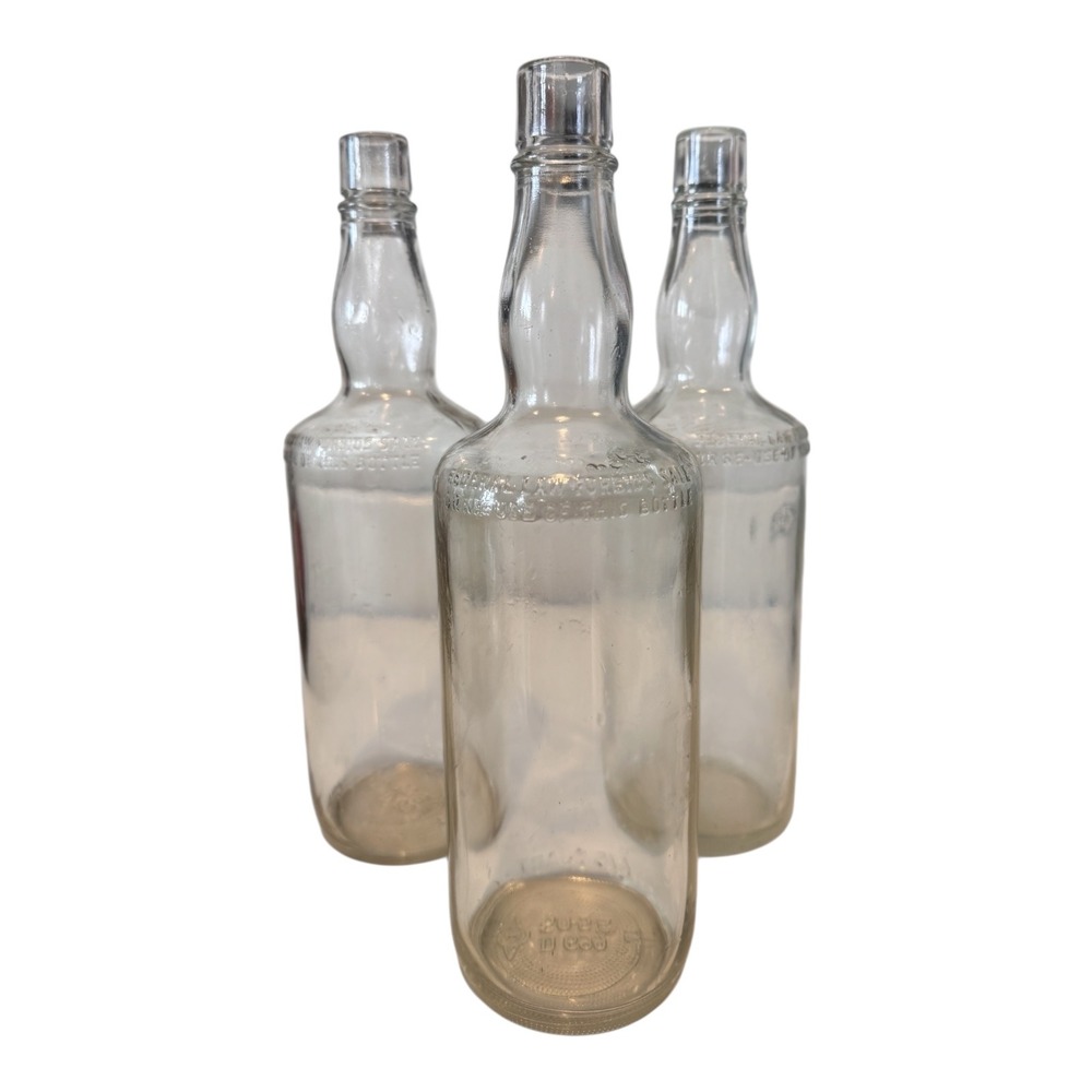 Vintage Owens-Illinois Liquor Bottles Federal Law Forbids Sale Reuse Set of 3‎